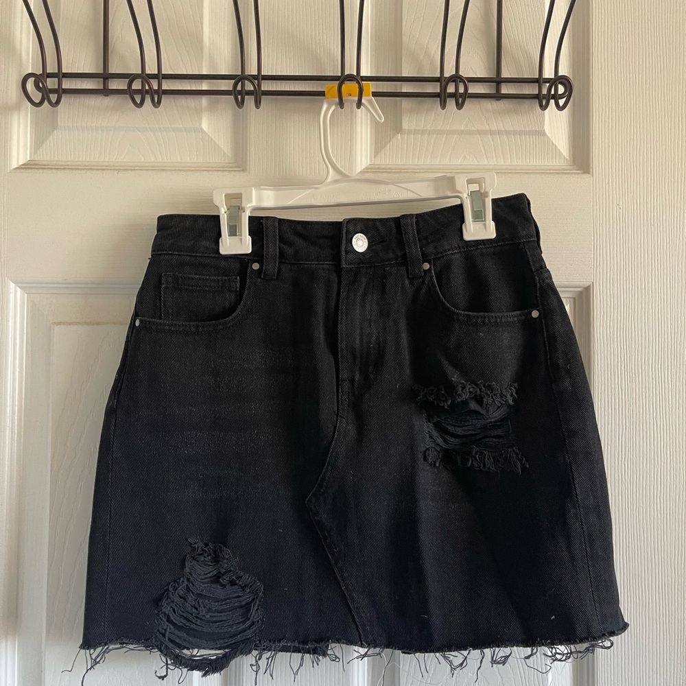 PacSun Black Distressed Mini Skirt